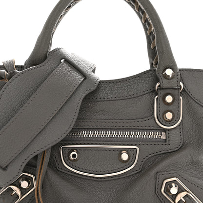 Balenciaga Chevre Silver Metallic Edge Hardware Mini City Bleu Acier 9 of 13