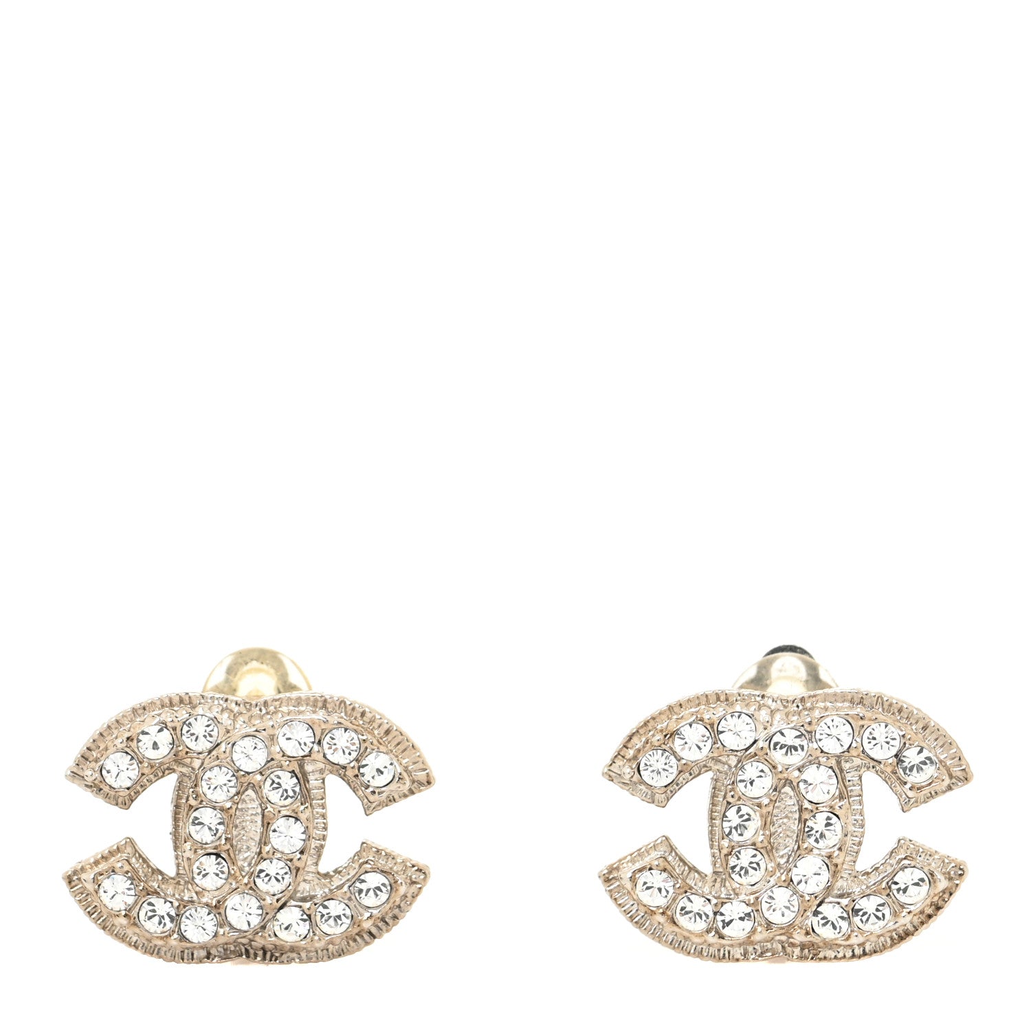 Chanel Crystal CC Clip On Earrings Silver 1 of 4