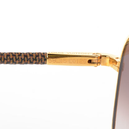 Louis Vuitton Damier Ebene Conspiration Pilote Sunglasses Z0202U Gold 3 of 6