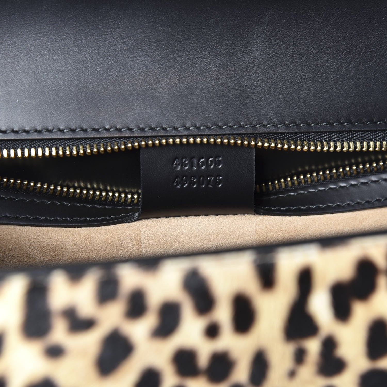 Gucci Calf Hair Leopard Print Medium Sylvie Top Handle Bag Naturale Black 7 of 10