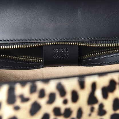 Gucci Calf Hair Leopard Print Medium Sylvie Top Handle Bag Naturale Black 7 of 10