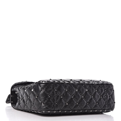 Valentino Garavani Craquele Nappa Medium Rockstud Spike Shoulder Bag Black 4 of 8