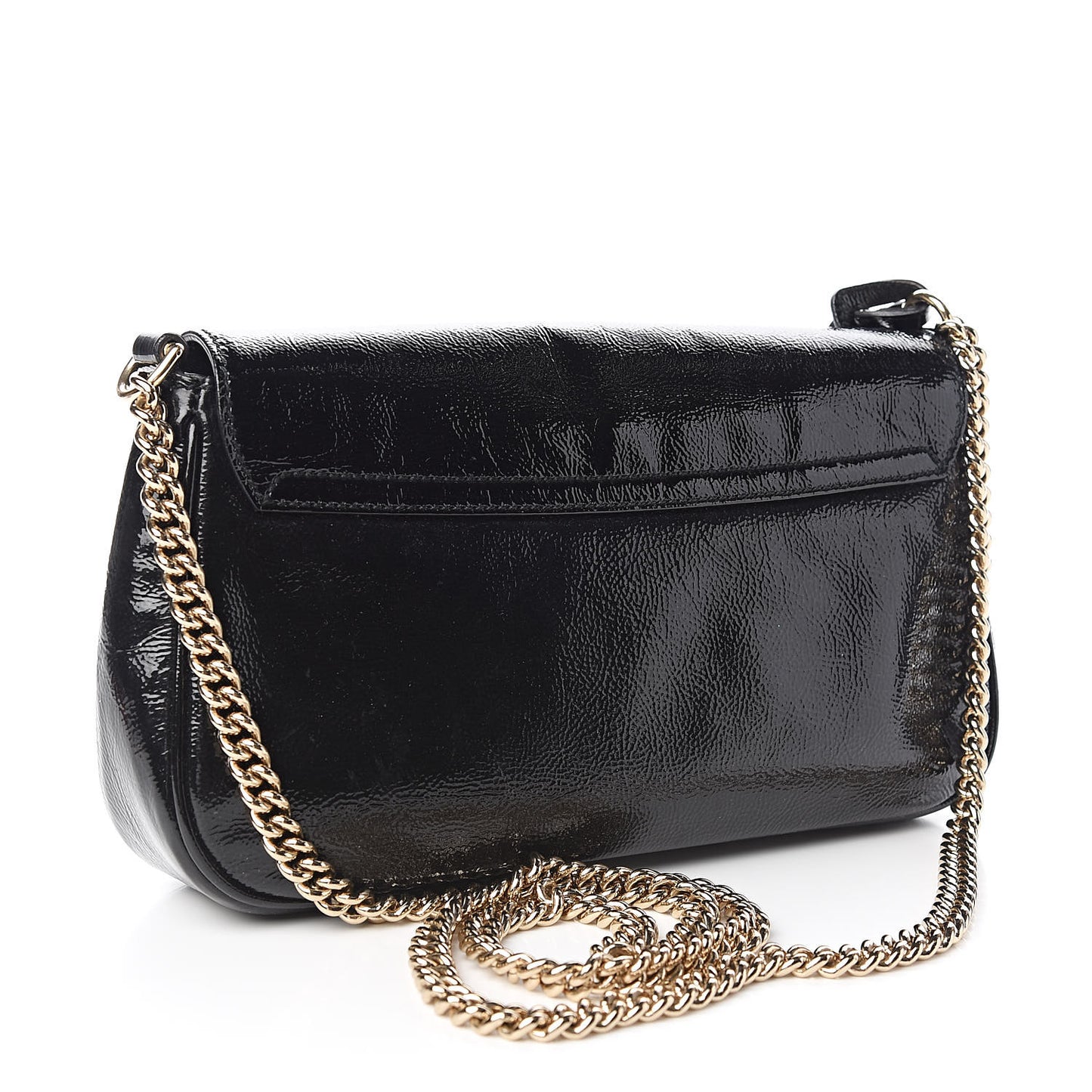 Patent Medium Soho Flap Crossbody Black
