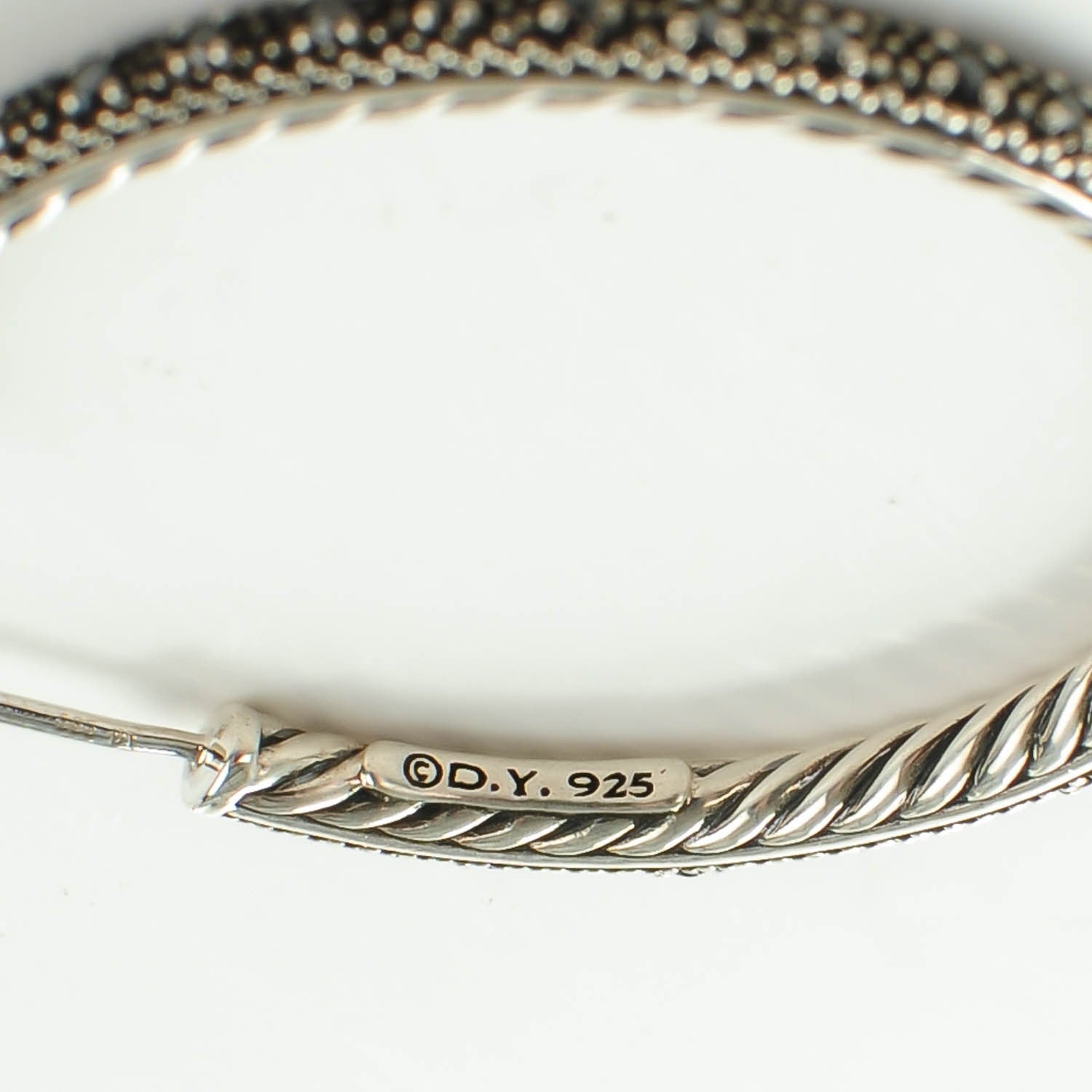 David Yurman Sterling Silver Pave Black Diamond 42mm Large Midnight Melange Hoop Earrings 4 of 5