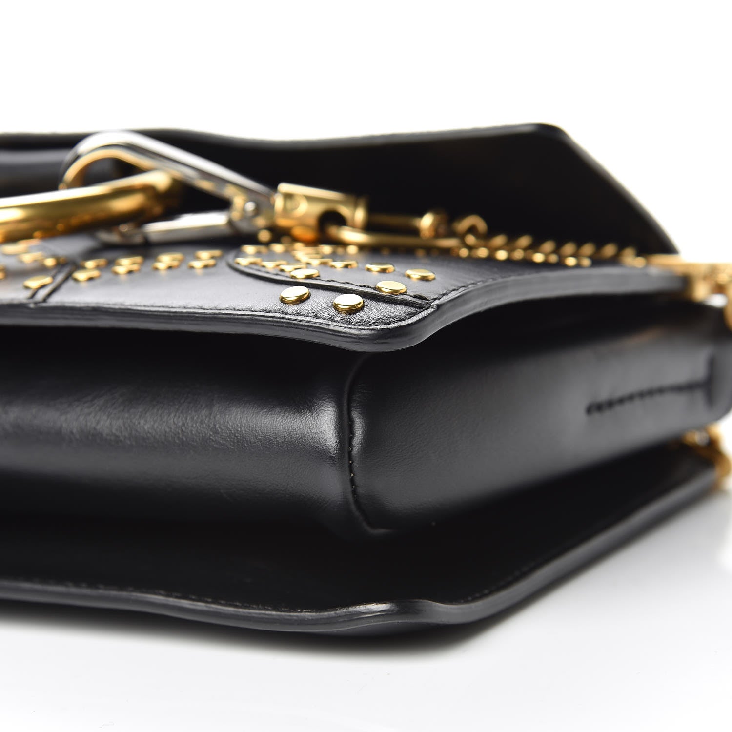 Chloe Suede Calfskin Studded Small Faye Shoulder Bag Black 7 of 10