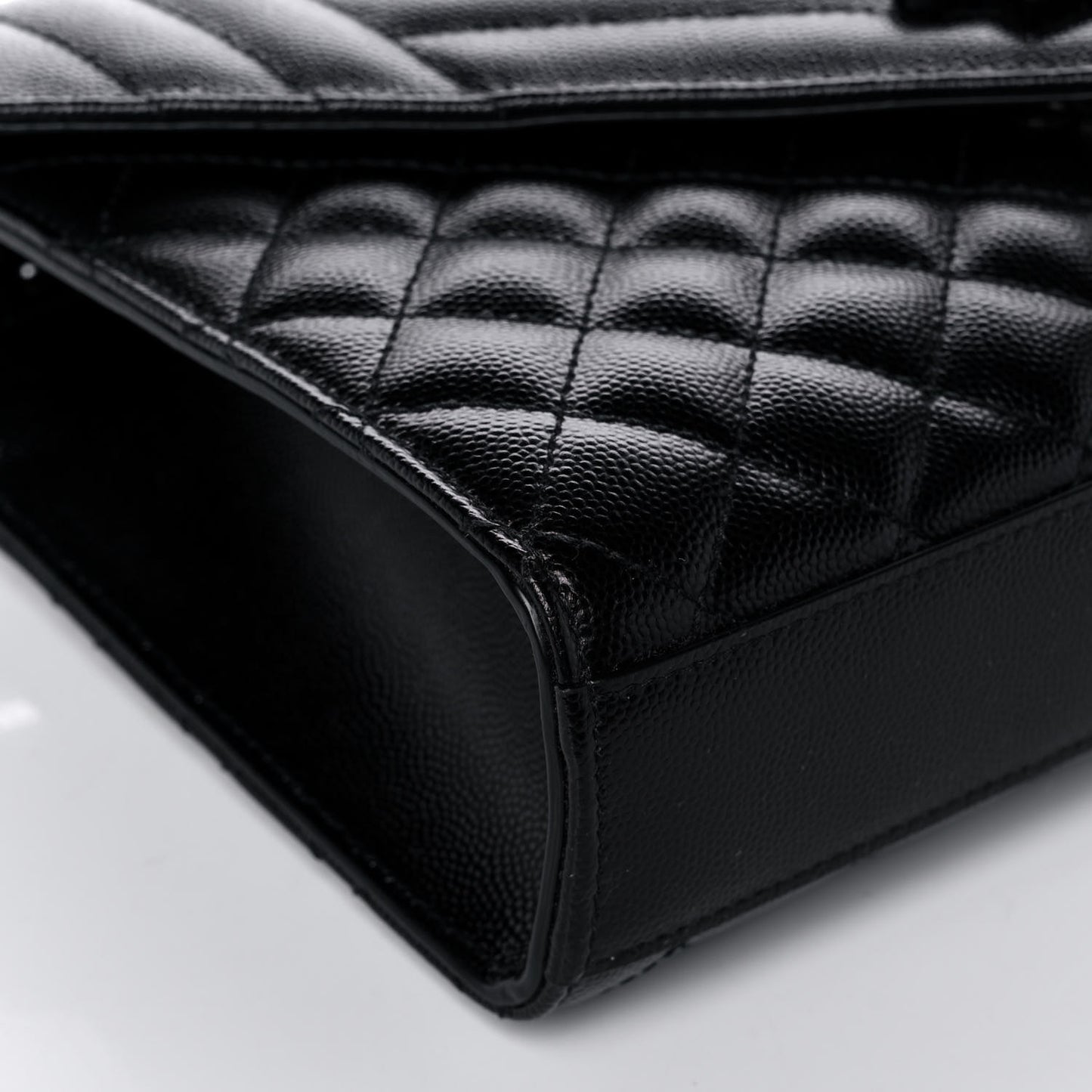 Grain De Poudre Textured Mixed Matelasse Triquilt Medium Monogram Satchel Black