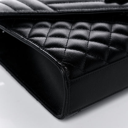 Saint Laurent Grain De Poudre Textured Mixed Matelasse Triquilt Medium Monogram Satchel Black 8 of 9