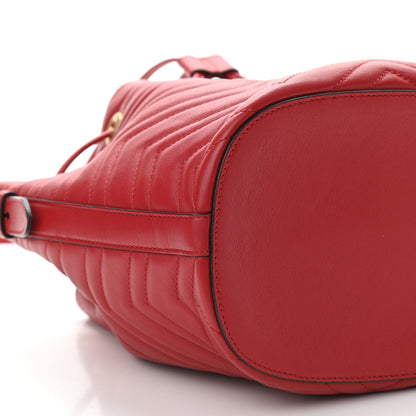 Gucci Calfskin Matelasse Sylvie Web GG Marmont Bucket Bag Hibiscus Red 9 of 10