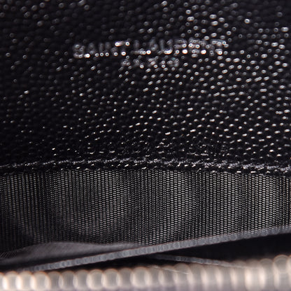 Saint Laurent Grain De Poudre Matelasse Chevron Monogram Envelope Chain Wallet Black 7 of 11