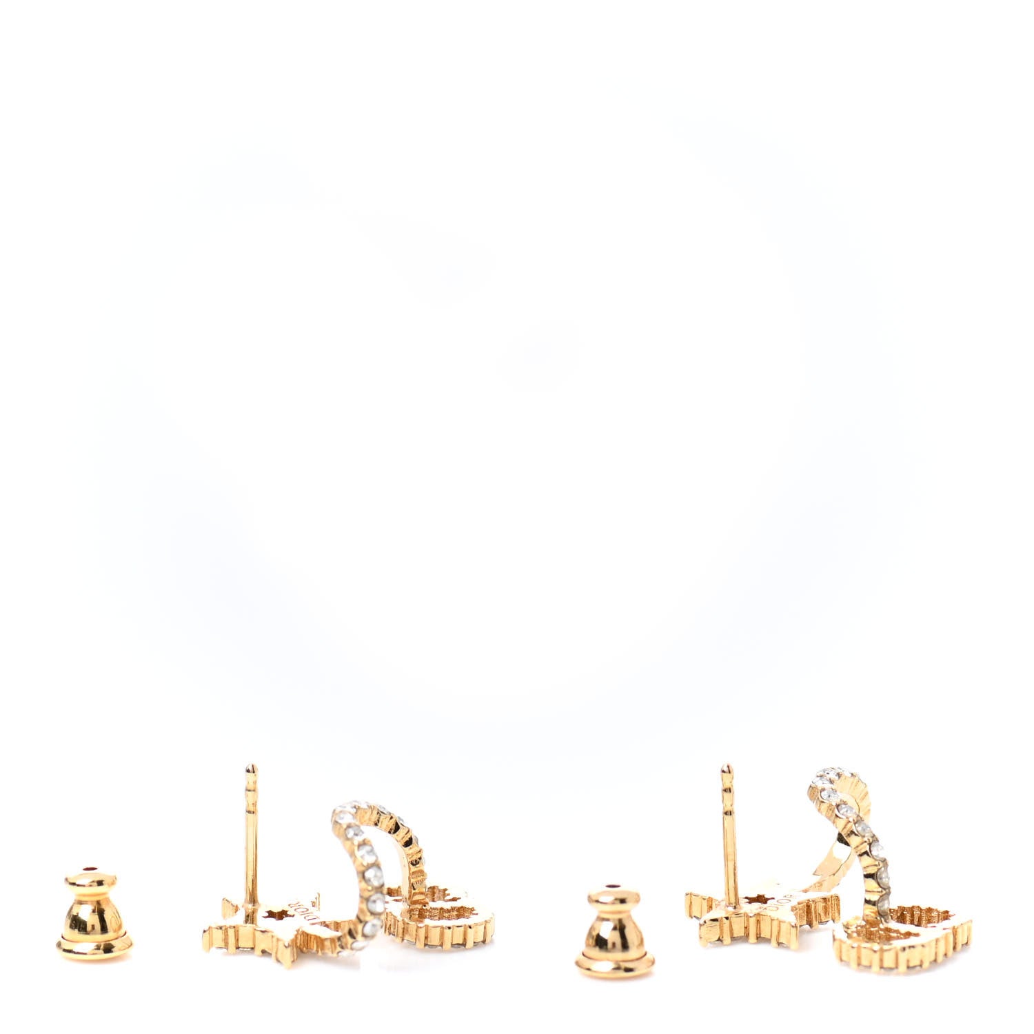 Christian Dior Crystal Clair D Lune Wrap Around Earrings Gold 3 of 4
