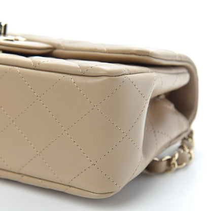 Chanel Lambskin Quilted Mini Rectangular Flap Dark Beige 9 of 10