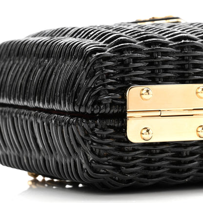 Prada Wicker Triangle Crossbody Clutch Black Petalo 7 of 8