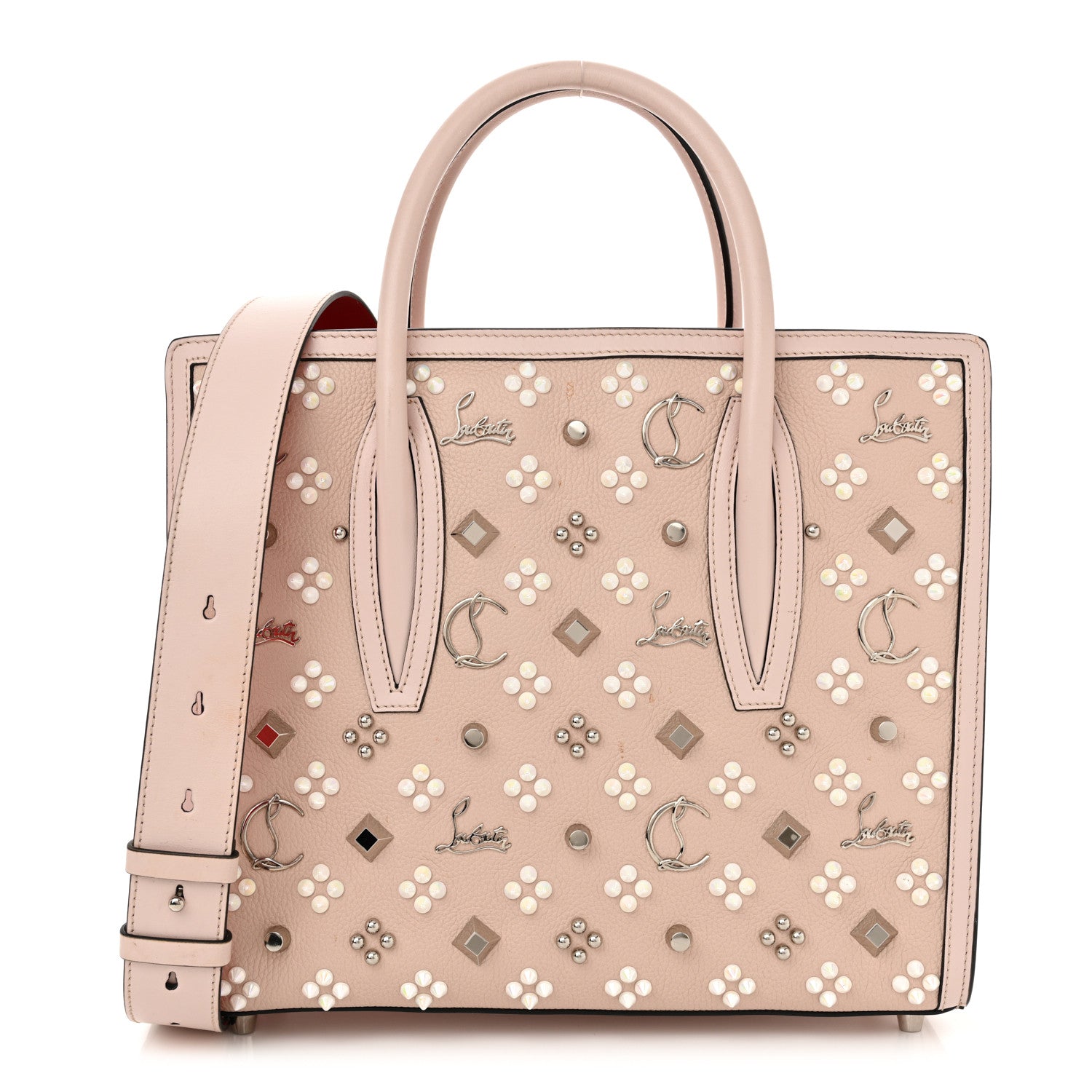 Christian Louboutin Calfskin Spikes Loubinthesky Medium Paloma Beige 1 of 16
