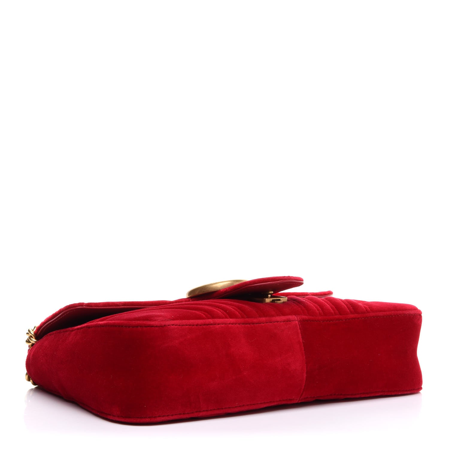 Gucci Velvet Matelasse Medium GG Marmont Shoulder Bag Hibiscus Red 4 of 11