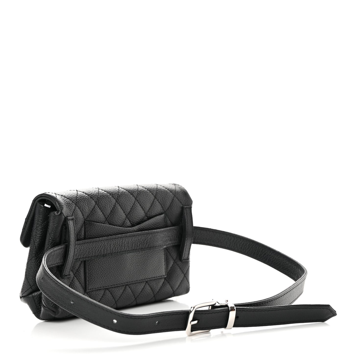 Grained Calfskin Quilted 2.55 Reissue Flap Belt Bag Clutch Black