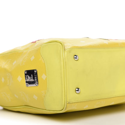 MCM Visetos Embroidered Flower Hummingbird Tote Yellow 6 of 20
