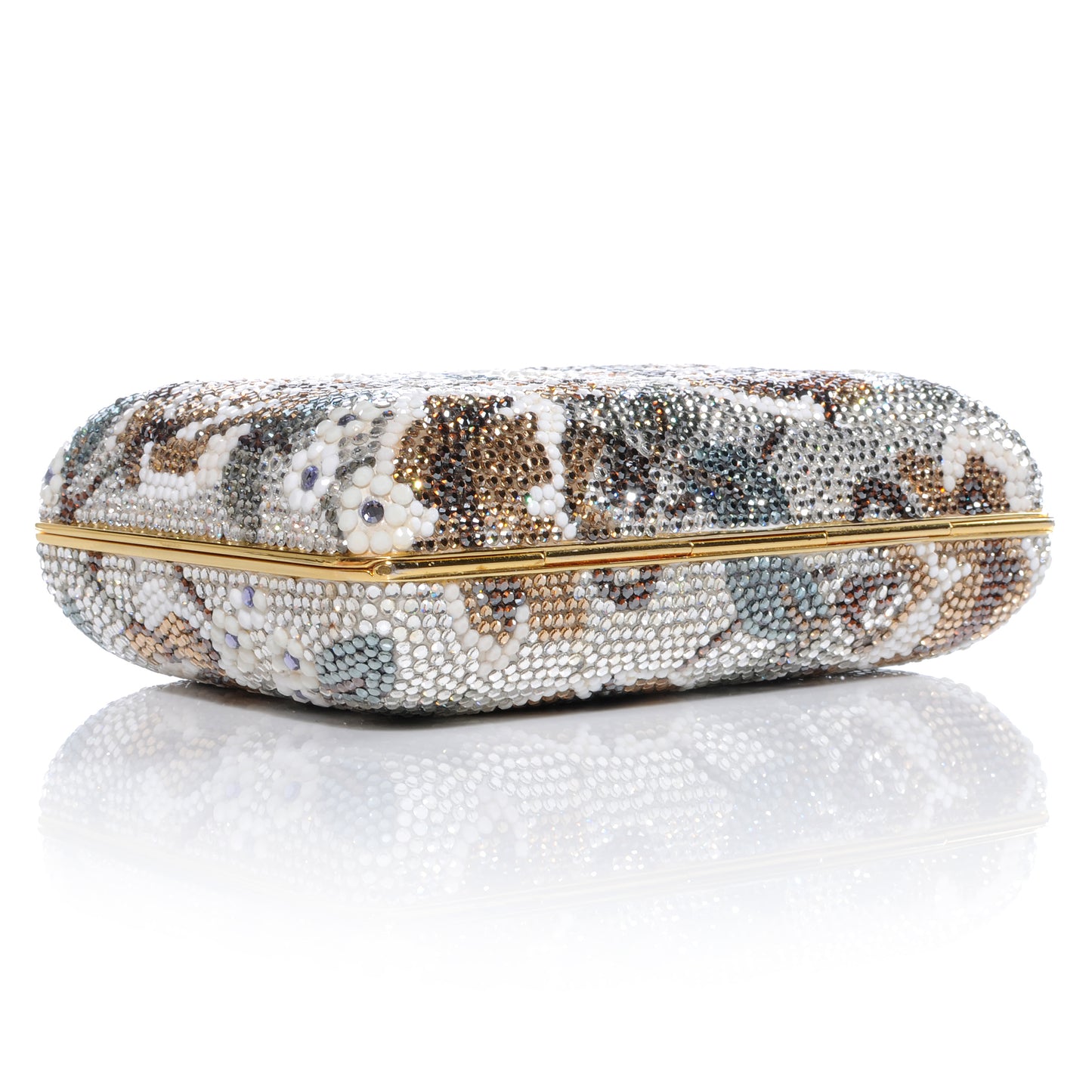 Swarovski Crystal Flower Minaudiere Clutch Gold