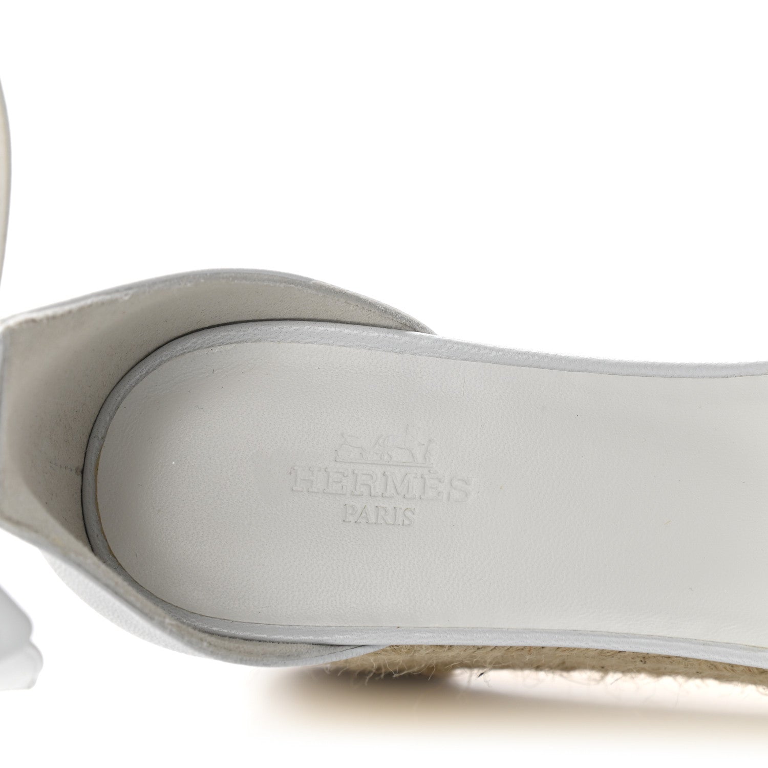 Hermes Goatskin Doll 60 Espadrille Wedge Sandals 38 White 7 of 9