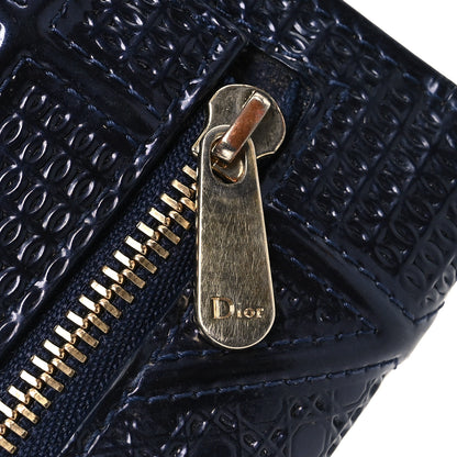Christian Dior Metallic Patent Micro-Cannage Diorama Elancee Wallet Dark Blue 15 of 16