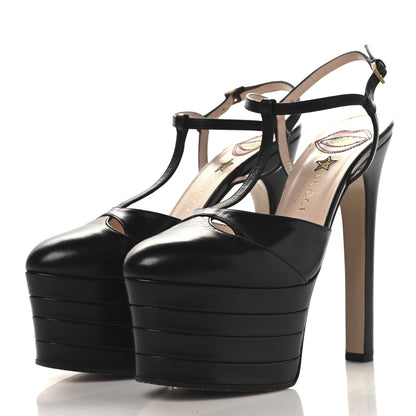 Gucci Malaga Kid T Strap Platform Pumps 38 Black 4 of 10