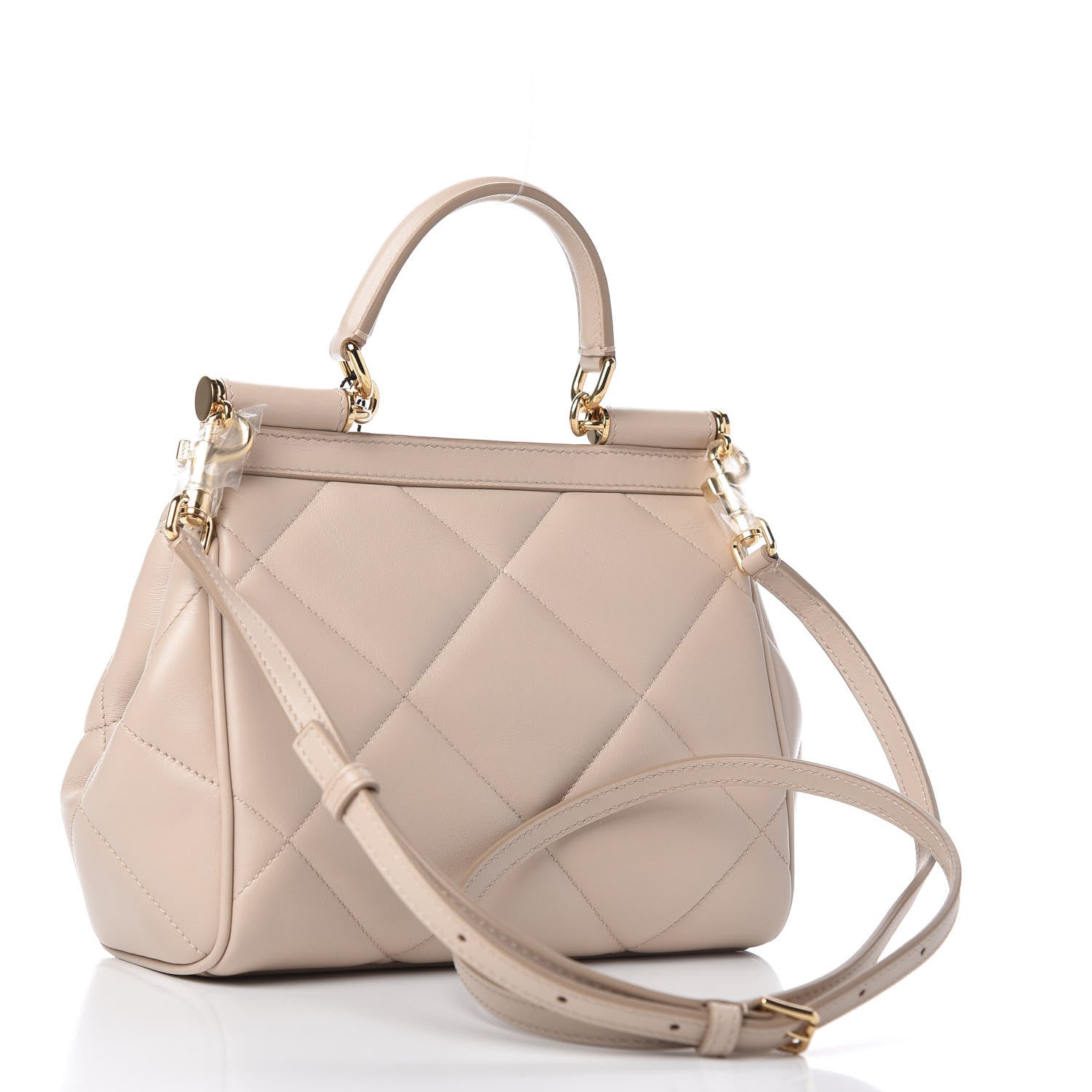 Dolce & Gabbana Calfskin Quilted Small Miss Sicily Satchel Beige 3 of 9