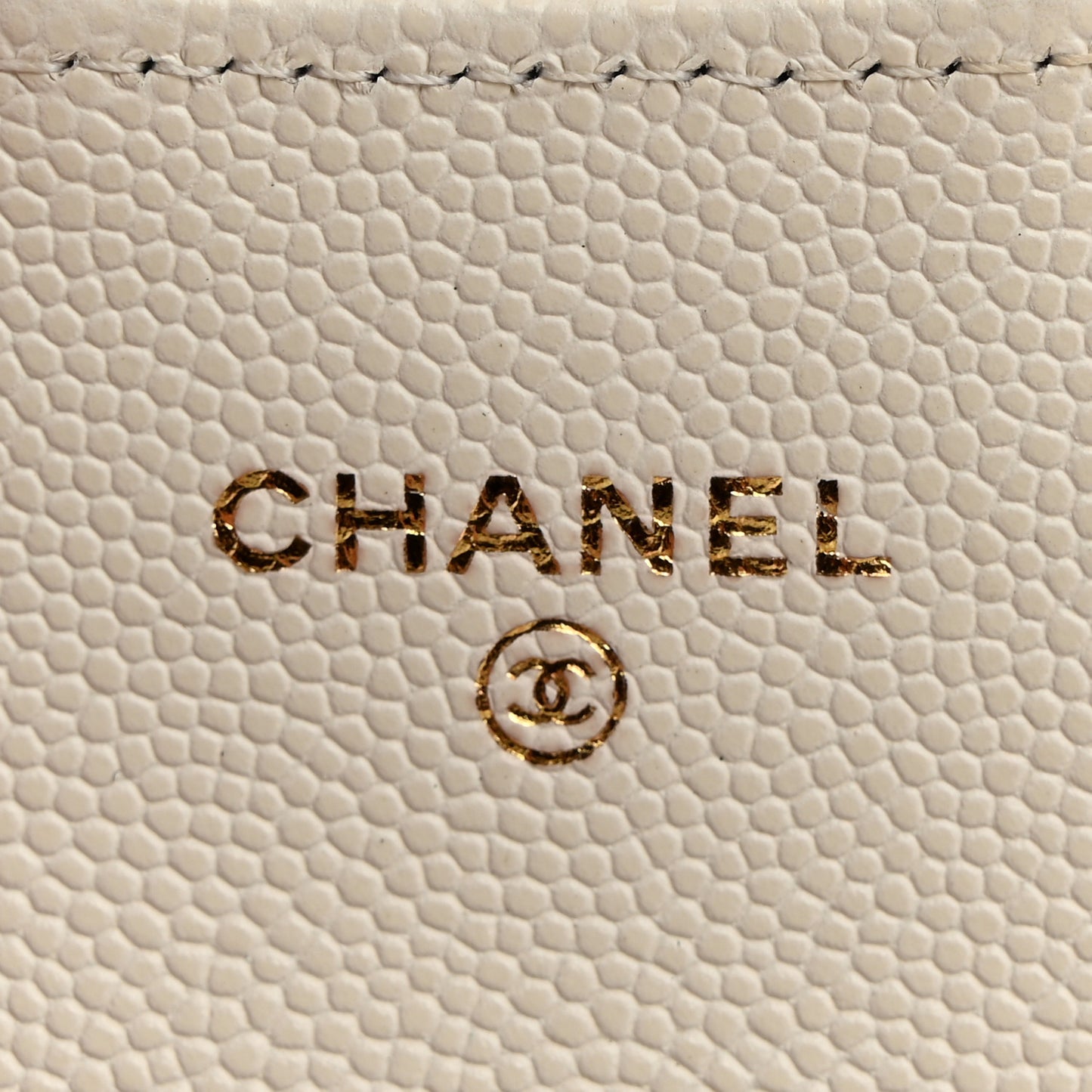 Caviar Quilted Flap Card Holder Wallet White