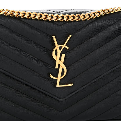 Saint Laurent Grain De Poudre Matelasse Chevron Monogram Chain Wallet Black 4 of 11