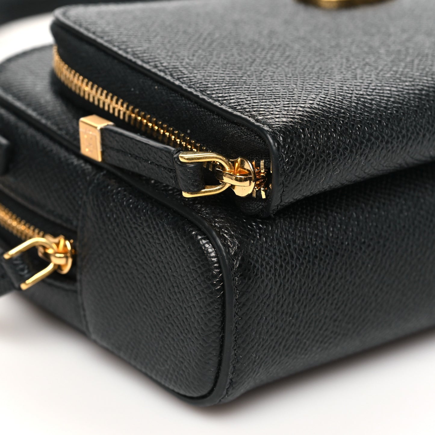 Grained Calfskin Caro Double Pouch Black