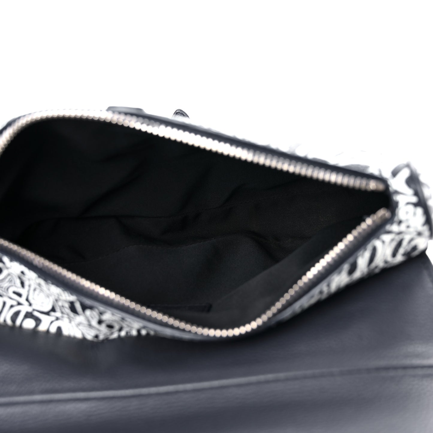 X SHAWN STUSSY Grained Calfskin Printed Mens Saddle Bag Navy Blue