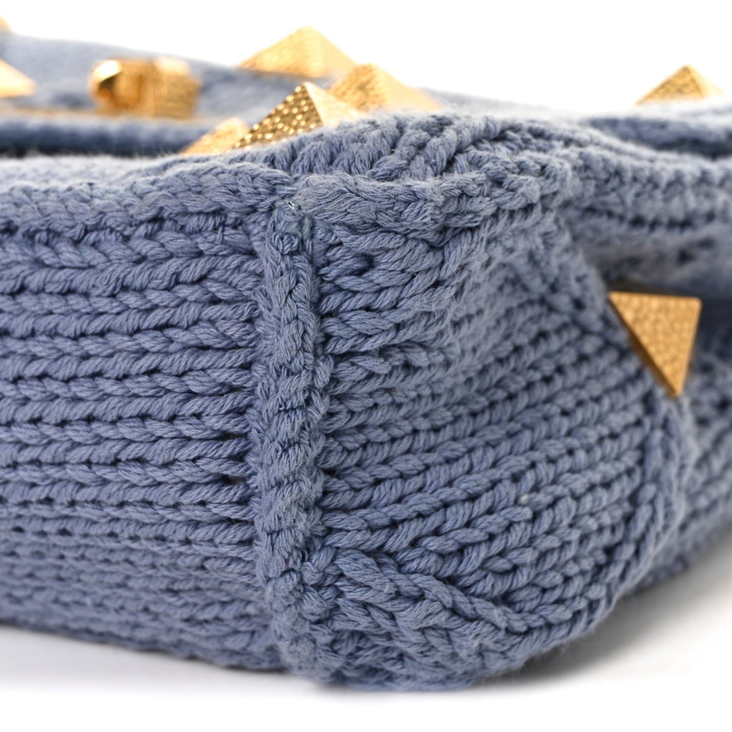 Valentino Garavani Knit Medium Roman Stud Shoulder Bag Niagara 14 of 14