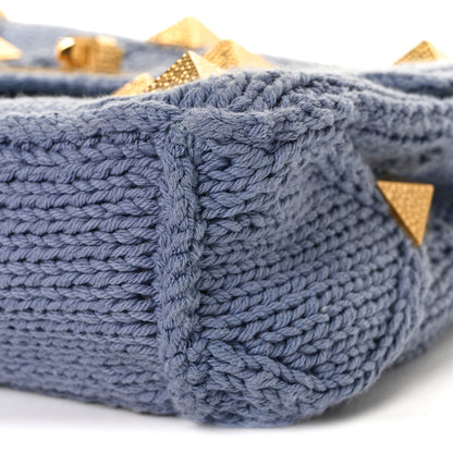 Valentino Garavani Knit Medium Roman Stud Shoulder Bag Niagara 14 of 14