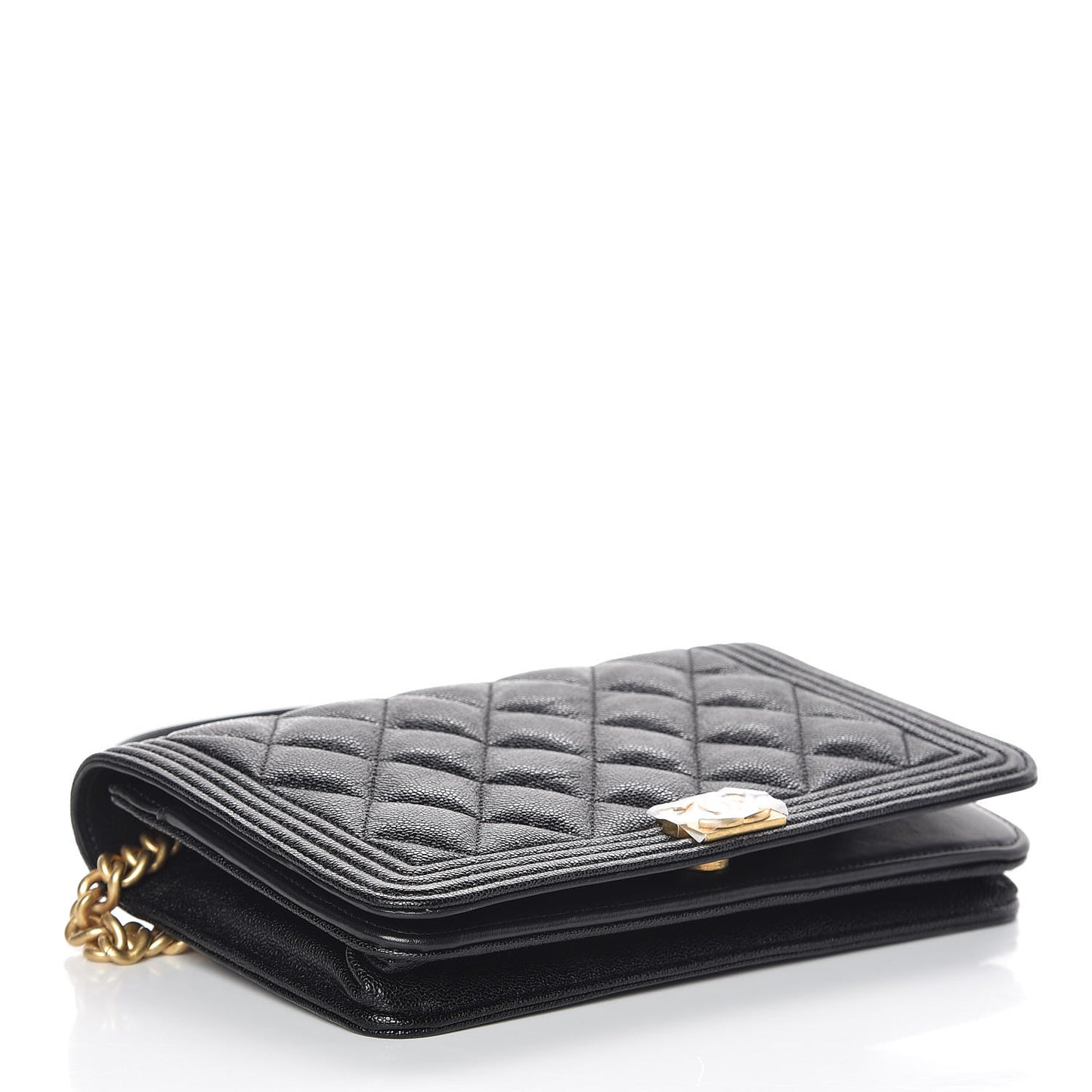 Caviar Quilted Boy Wallet On Chain WOC Black