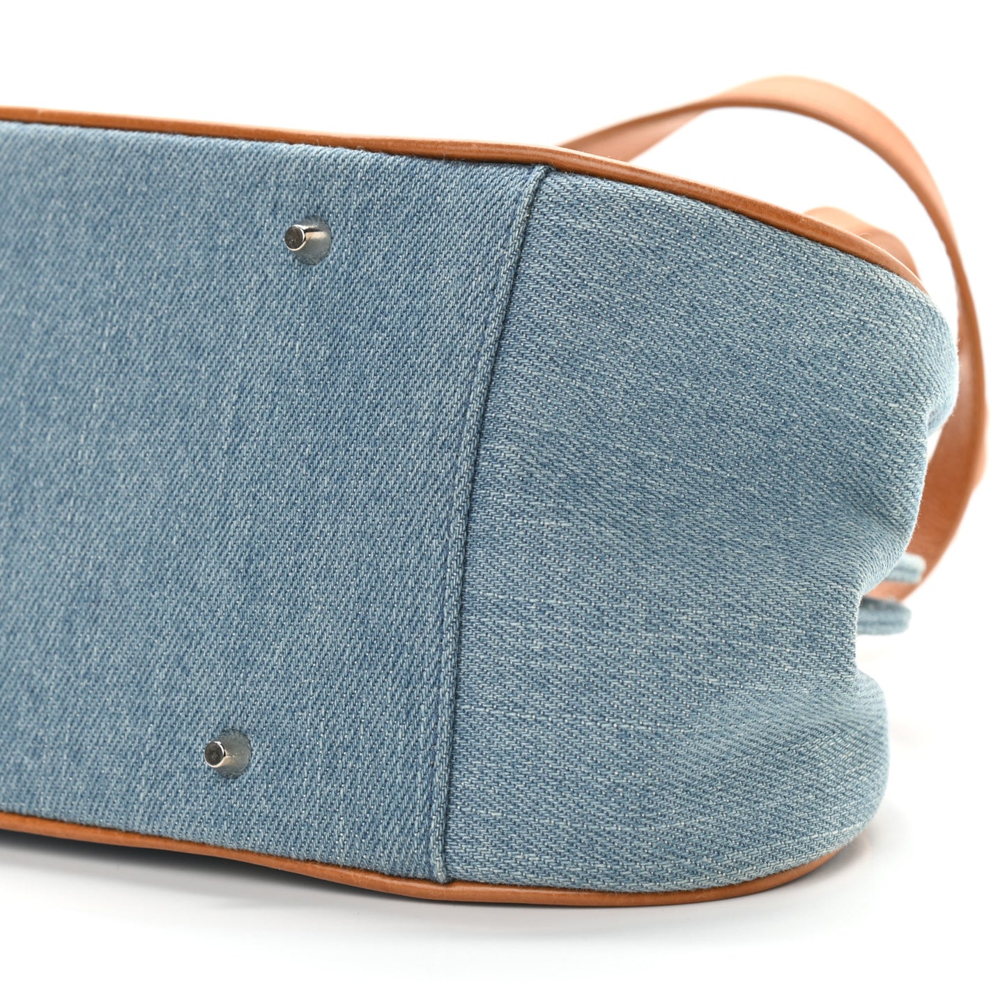 Denim Embroidered Satchel Blue
