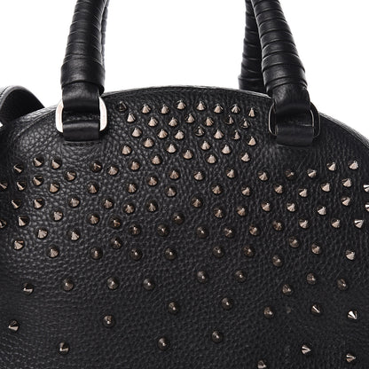 Christian Louboutin Grained Calfskin Studded Satchel Black 10 of 17