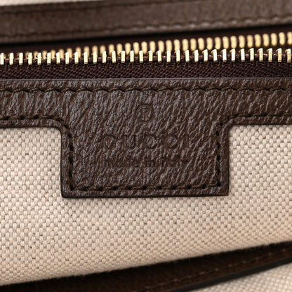 Gucci Monogram Jumbo GG Textured Dollar Calfskin Web Medium Ophidia Shopping Tote Camel Ebony 6 of 12