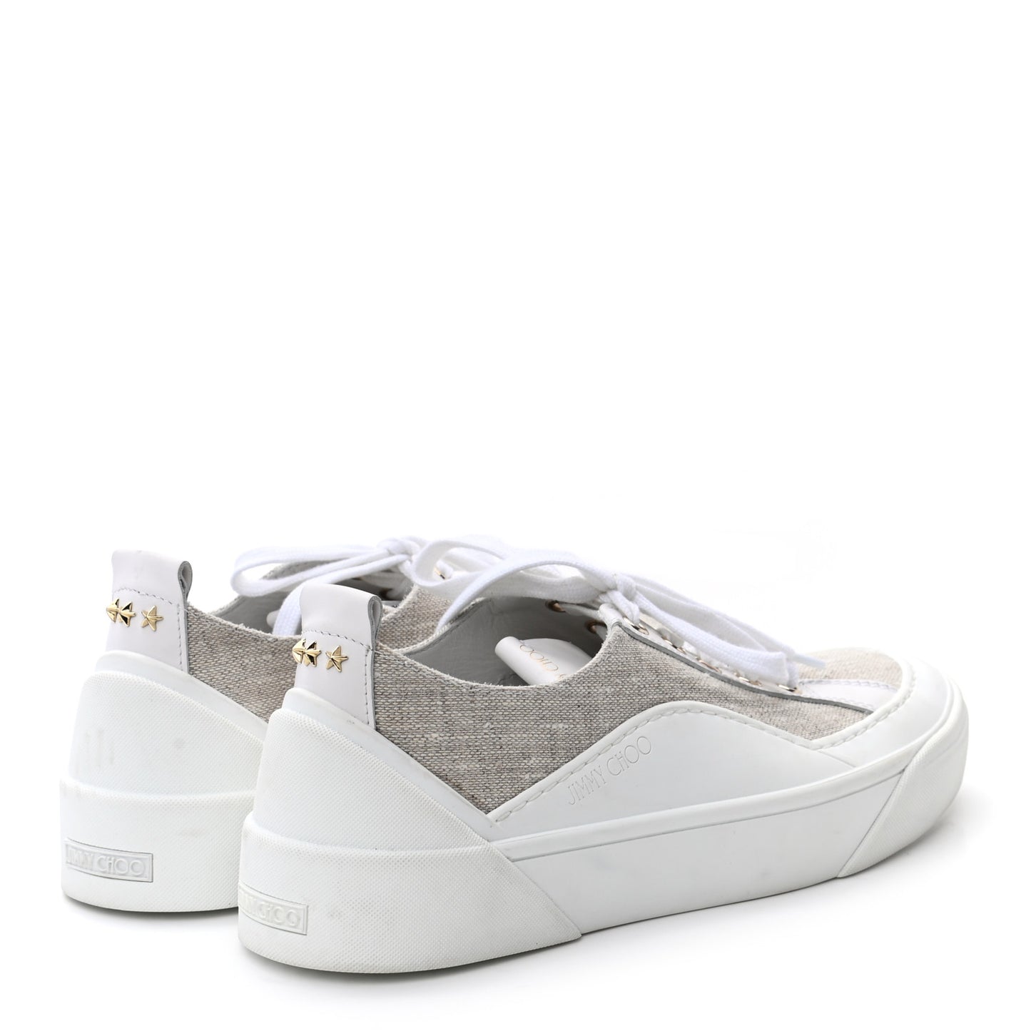 Calfskin Linen VBC Lace Up Sneakers 38.5 White Natural