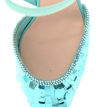 Fendi Organza Sequin Paillettes Colibri Lite 85mm Slingback Pumps 38.5 Nudo Blue Tiffany Blue 10 of 15