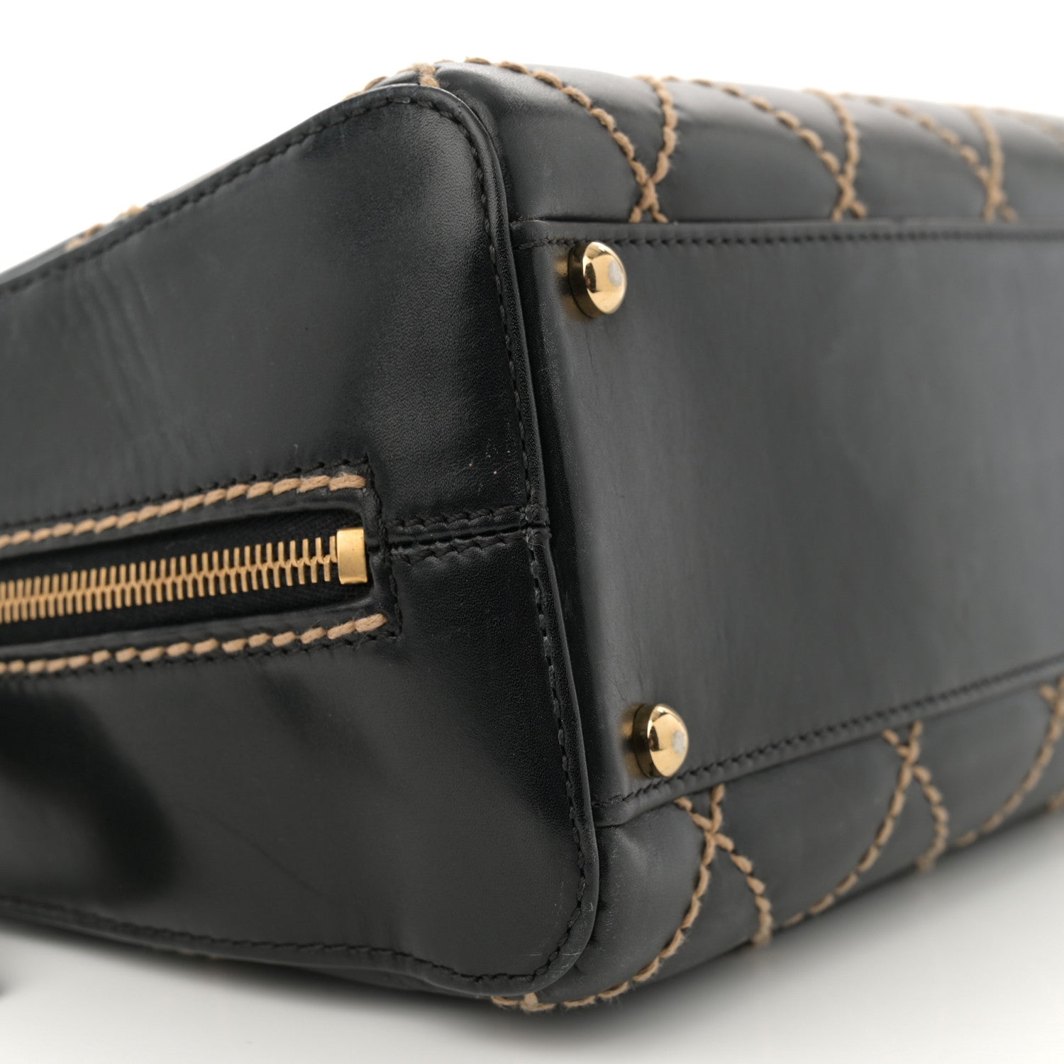 Chanel Calfskin Contrast Stitch Surpique Bowler Black 9 of 12
