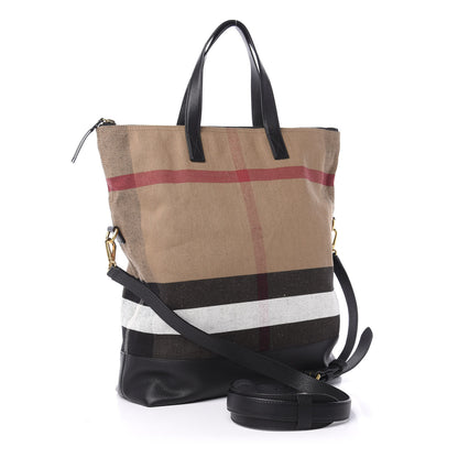 Burberry Grainy Calfskin Mega Check Armley Folding Messenger Black 4 of 13