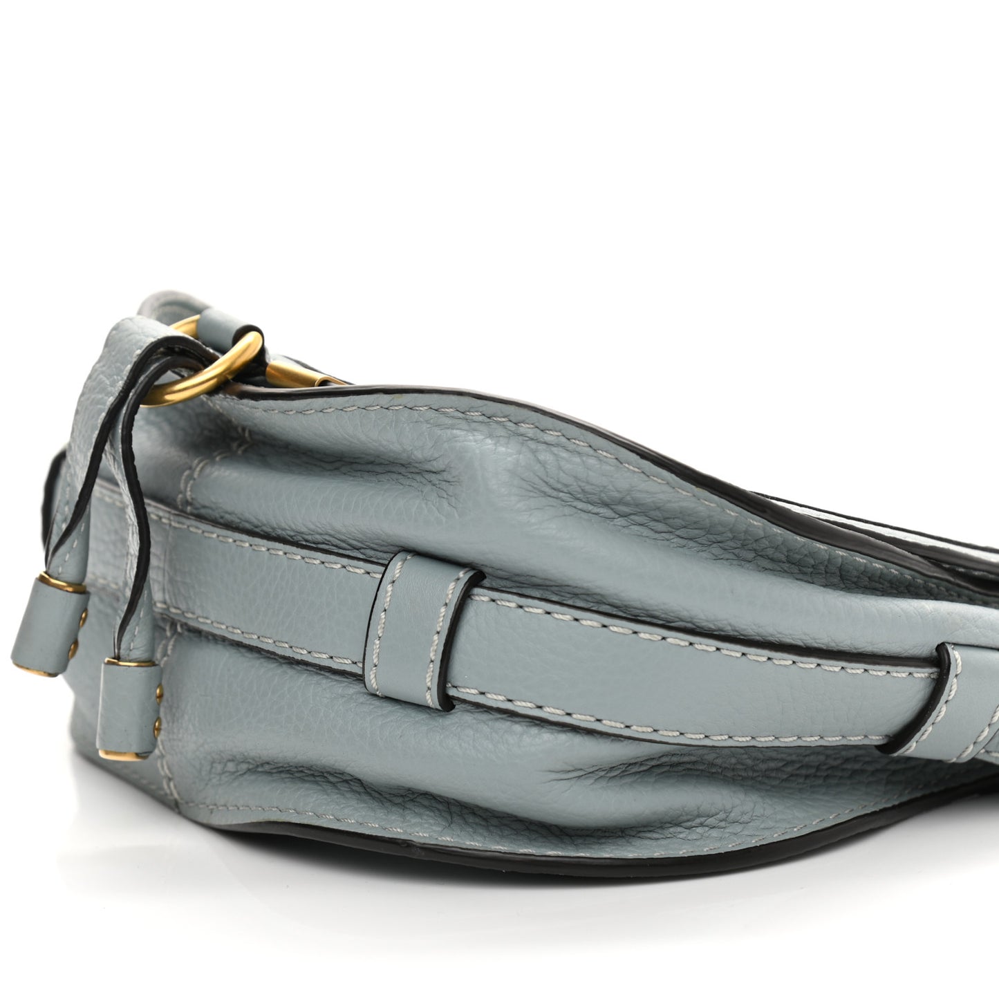 Calfskin Mini Marcie Round Crossbody Bag Faded Blue