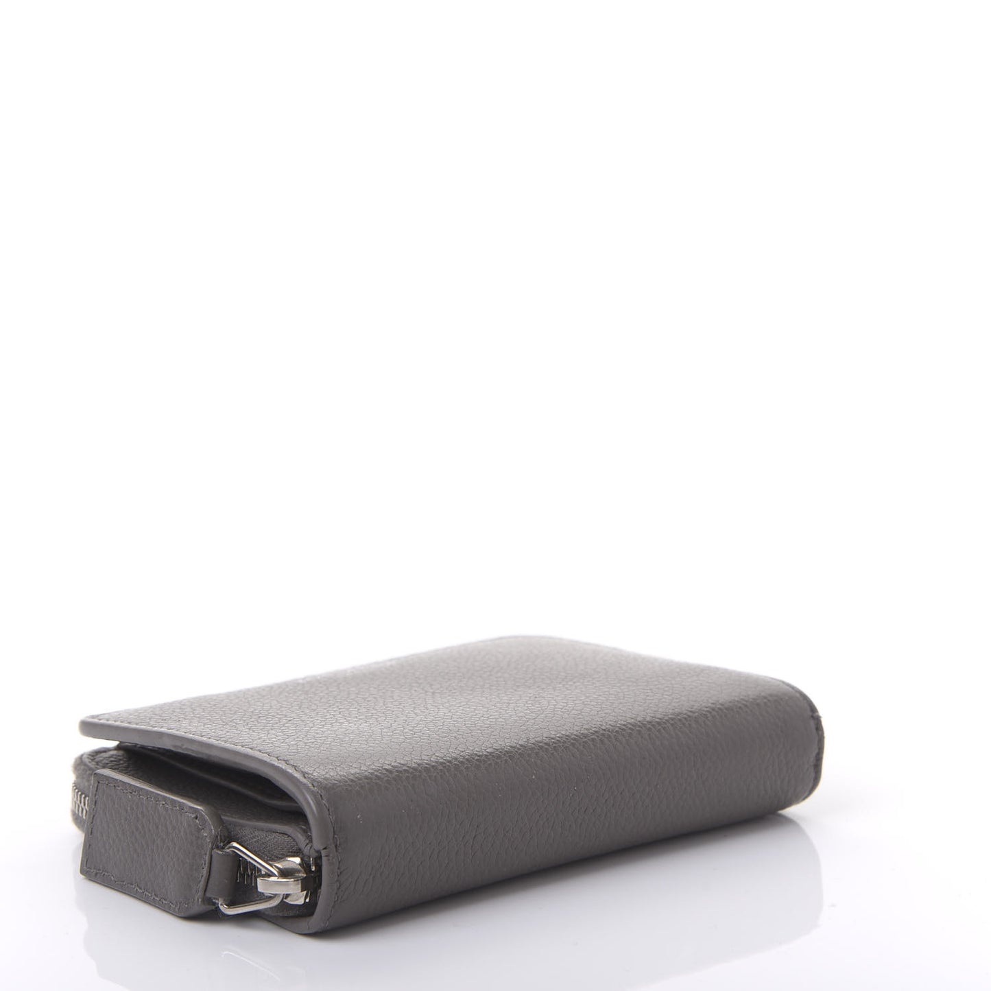 Grained Calfskin Rive Gauche Compact Zip Around Wallet Fog