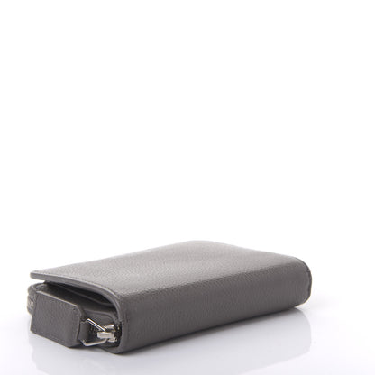 Saint Laurent Grained Calfskin Rive Gauche Compact Zip Around Wallet Fog 3 of 11