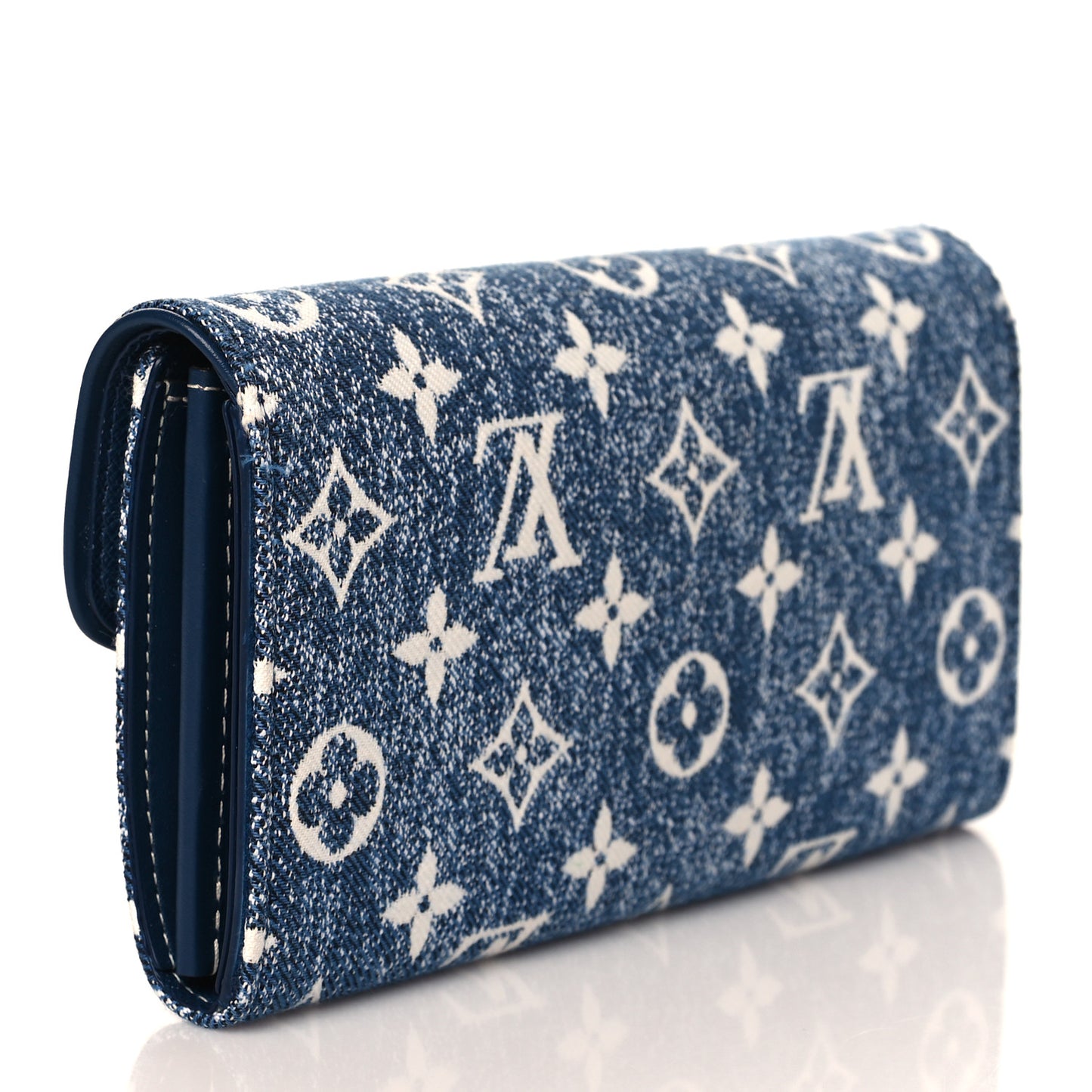 Monogram Jacquard Denim Sarah Wallet Bleu