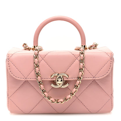 Chanel Shiny Calfskin Quilted CC Handle Vanity Flap Bag Pink 1 of 11