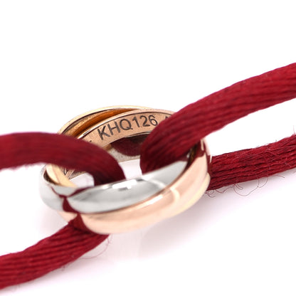 Cartier 18K Pink Yellow White Gold Trinity Cord Bracelet Red 5 of 6
