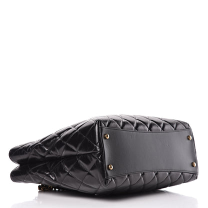 Chanel Calfskin Quilted Large Gold Bar Top Handle Tote Black 5 of 13