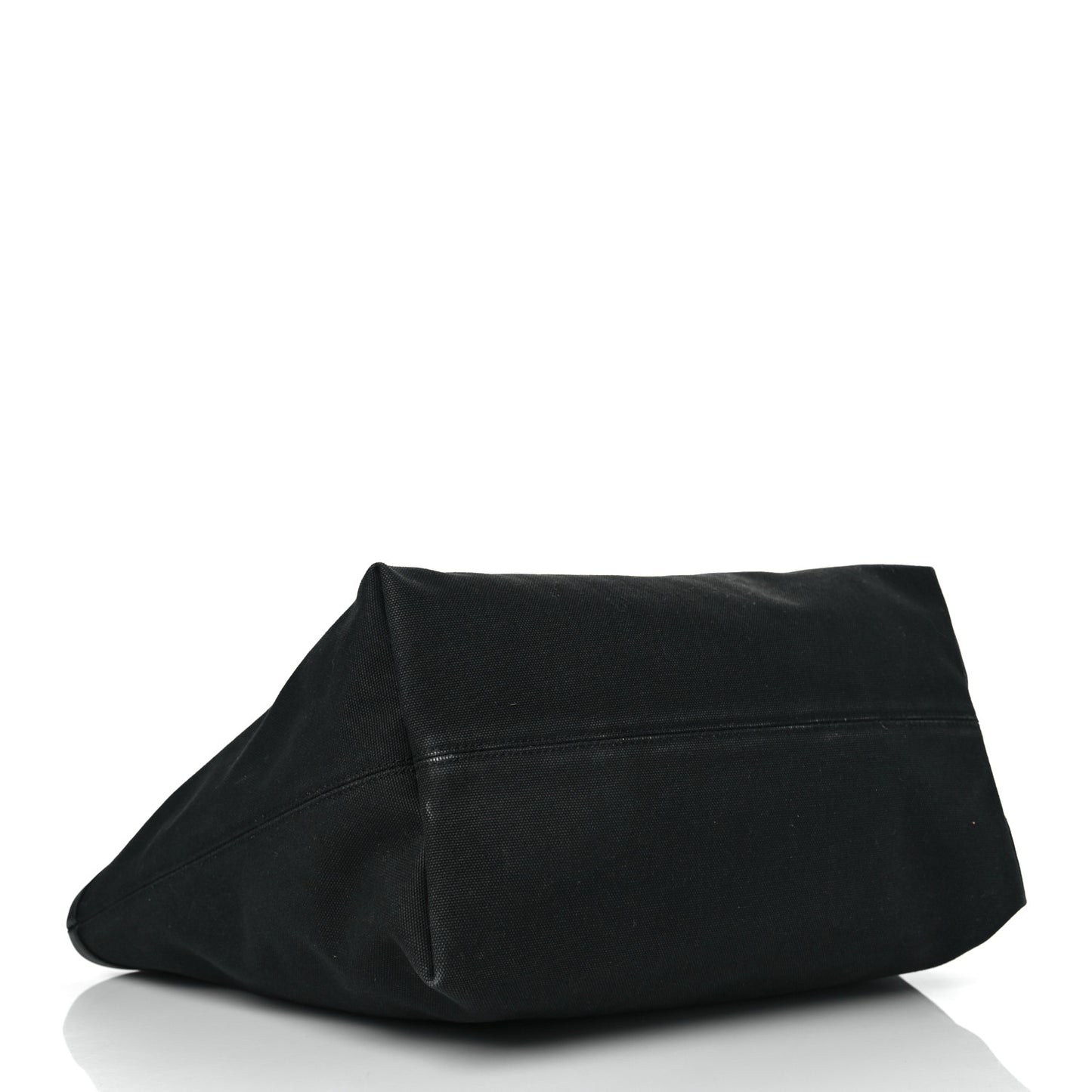 Cotton Canvas Calfskin Cities Paris Jumbo Small Tote Bag Black White