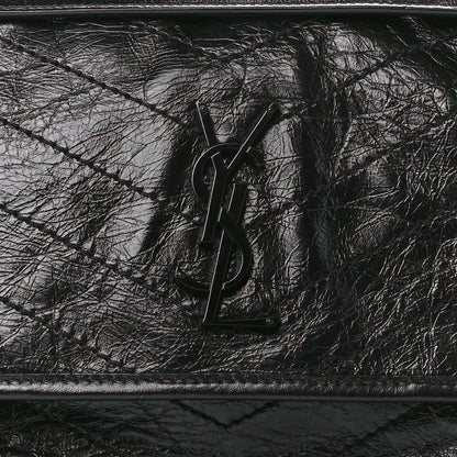 Saint Laurent Crinkled Calfskin Matelasse Monogram Medium Niki Chain Satchel Black 9 of 11