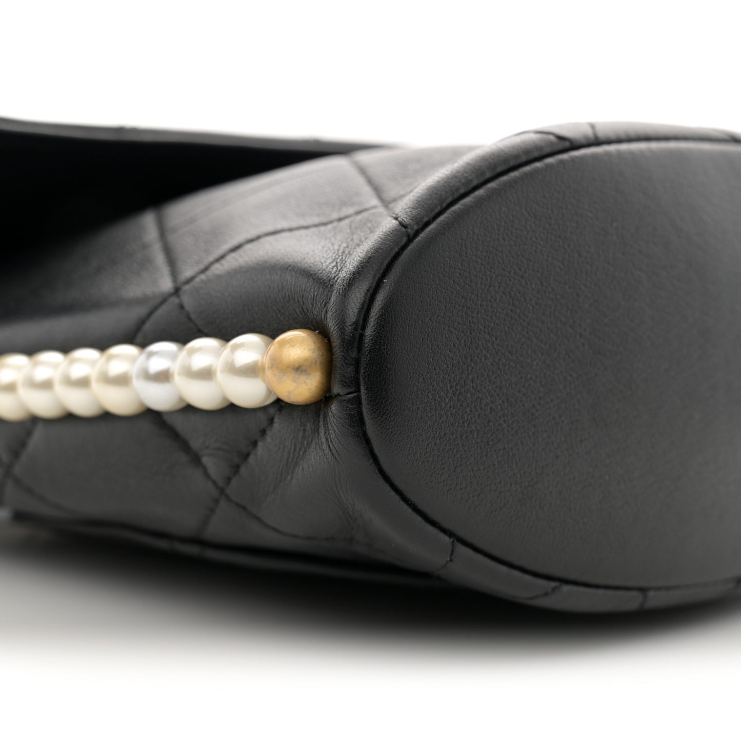 Calfskin Quilted Pearl Small About Pearls Hobo Bag Black