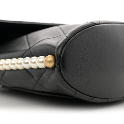 Chanel Calfskin Quilted Pearl Small About Pearls Hobo Bag Black 9 of 11